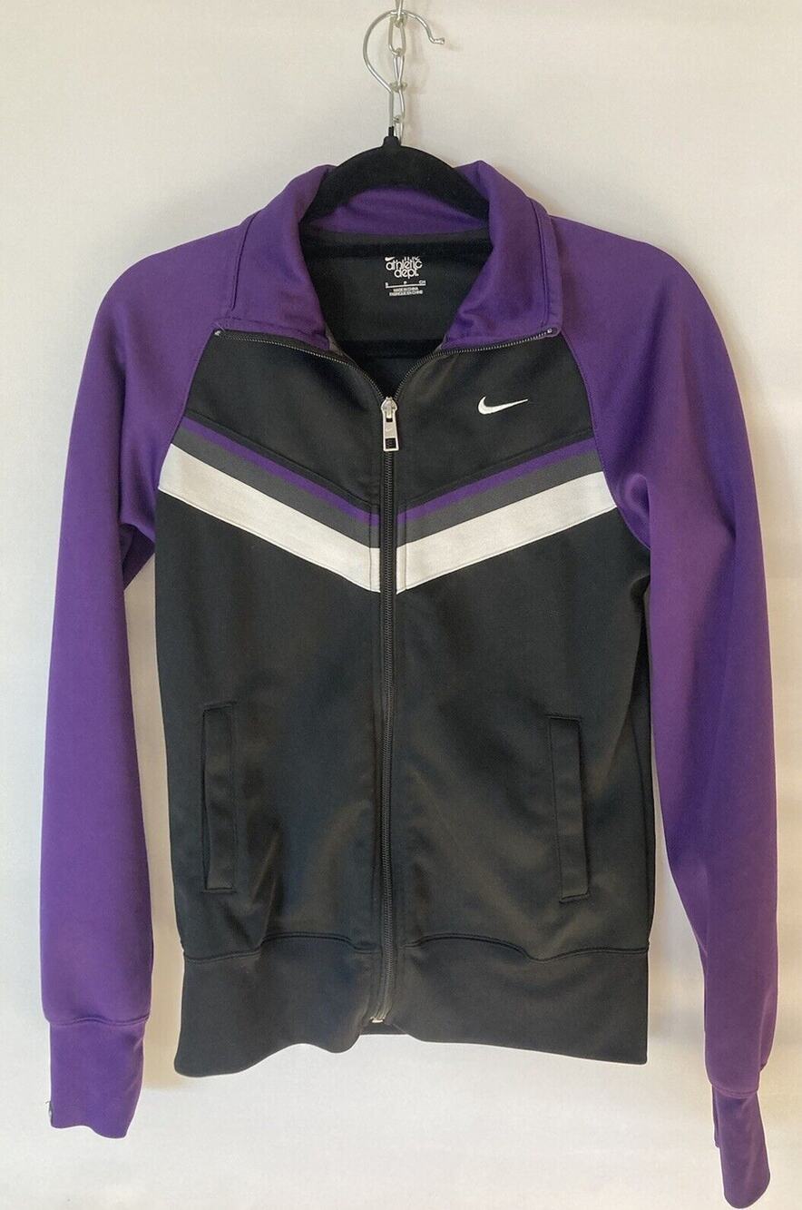 Nike Jacket Junior Small White Black Purple Full Zip Gym Track